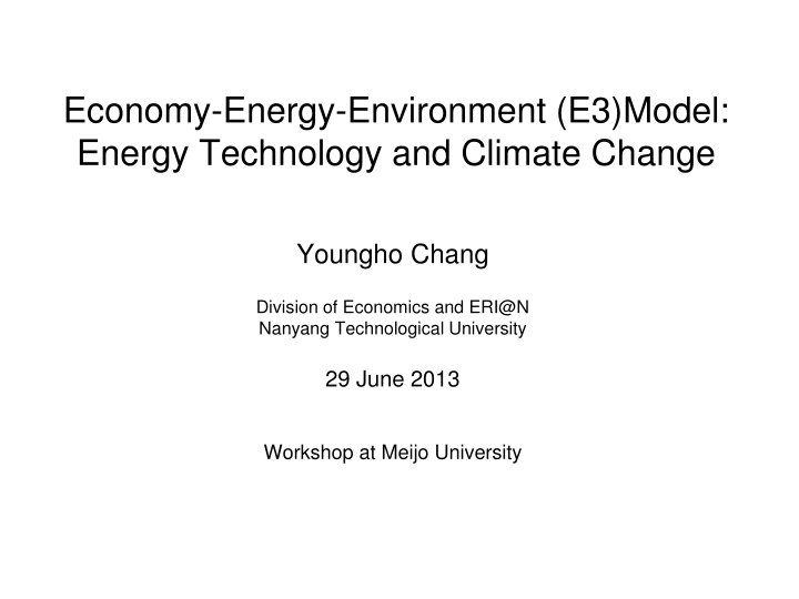 economy energy environment e3 model energy n.w