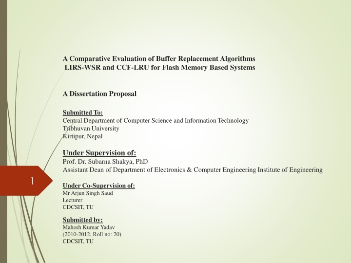 a comparative evaluation of buffer replacement n.w