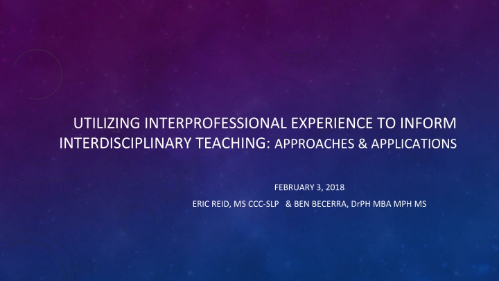 utilizing interprofessional experience to inform n.w