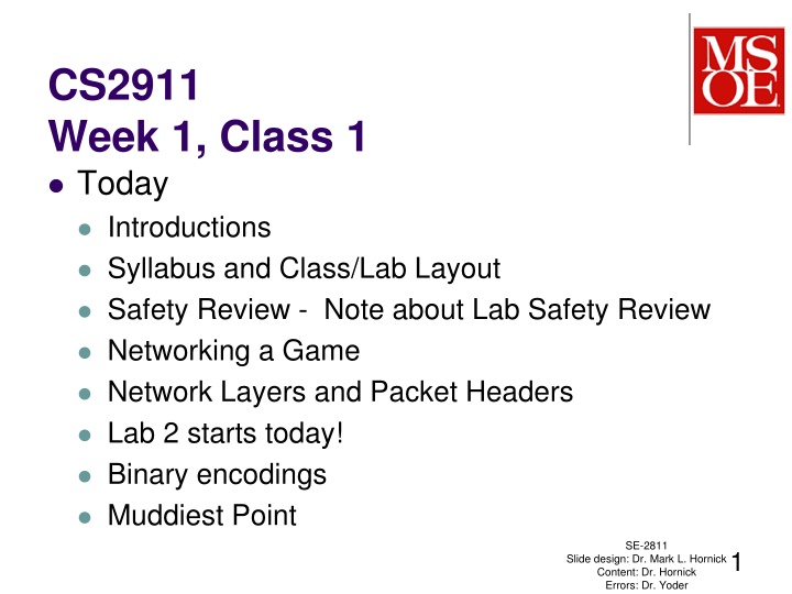 cs2911 week 1 class 1 today introductions n.w