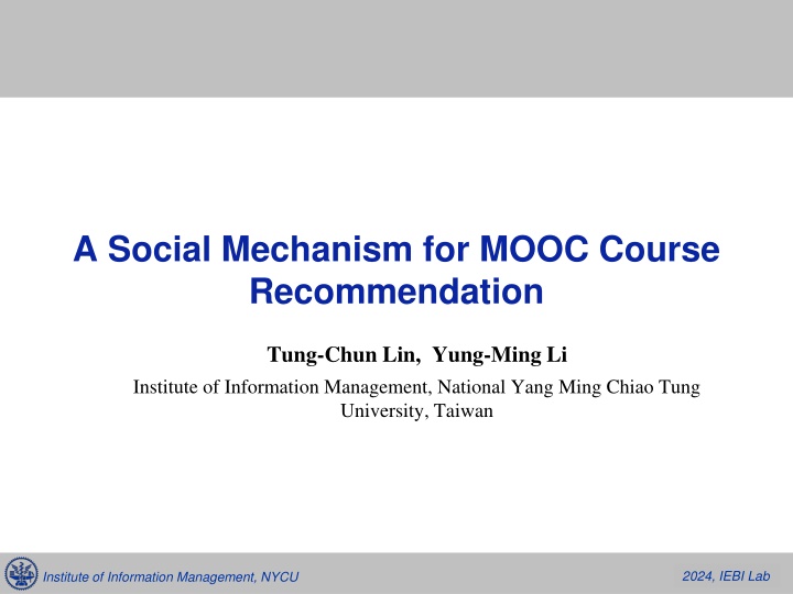 a social mechanism for mooc course recommendation n.w