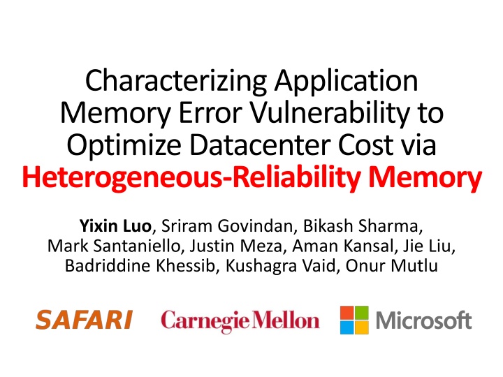 characterizing application memory error n.w