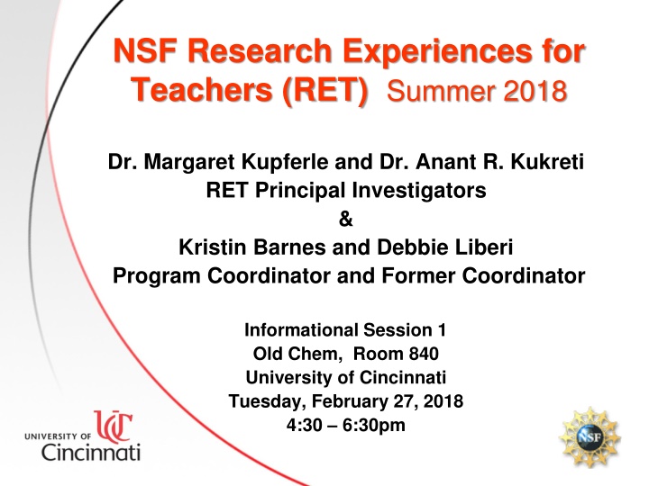 nsf research experiences for teachers ret summer n.w