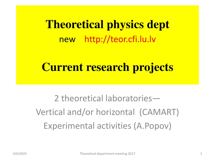 theoretical physics dept new http teor cfi lu lv n.w