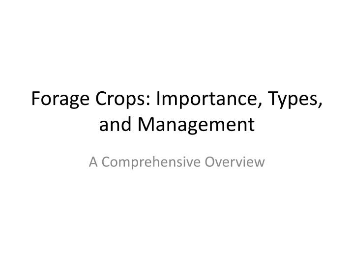 forage crops importance types and management n.w
