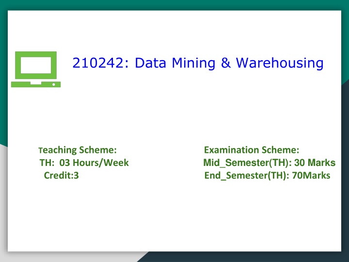 210242 data mining warehousing n.w
