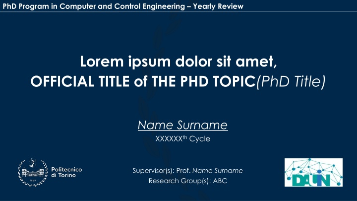 PhD Program in Computer and Control Engineering Yearly Review