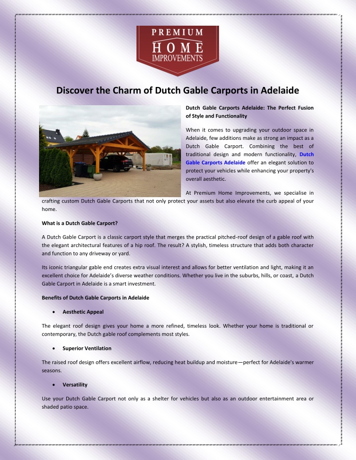 discover the charm of dutch gable carports n.w