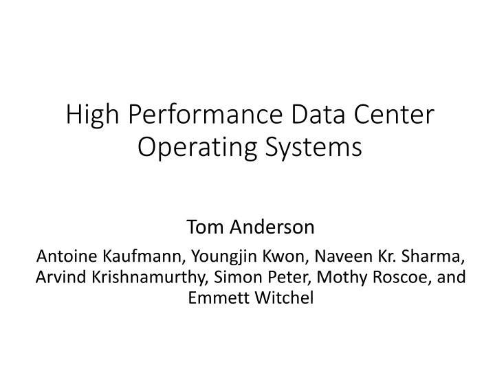 high performance data center operating systems n.w
