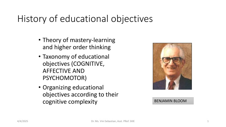 history of educational objectives n.w