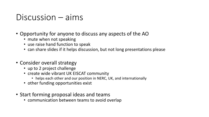 discussion aims n.w