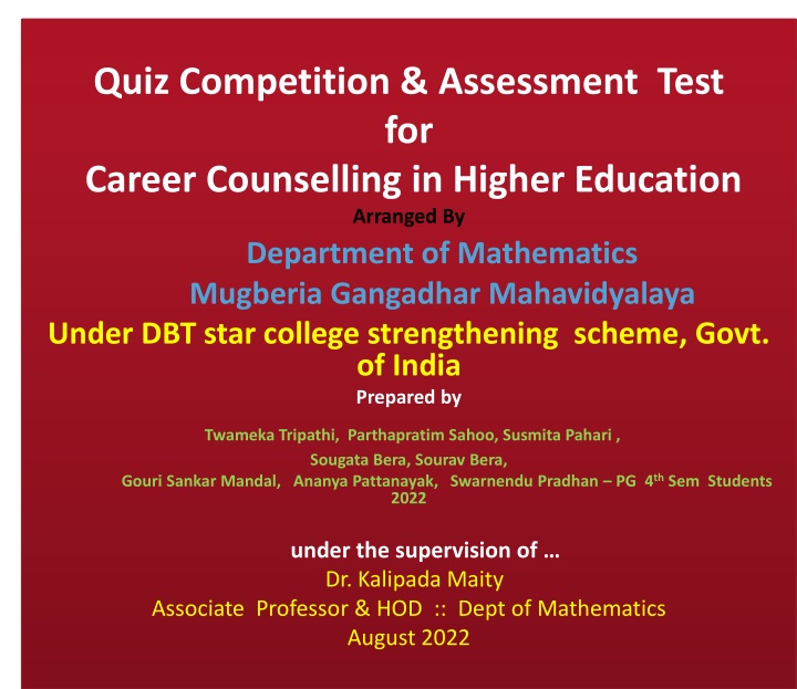 quiz competition assessment test for career n.w