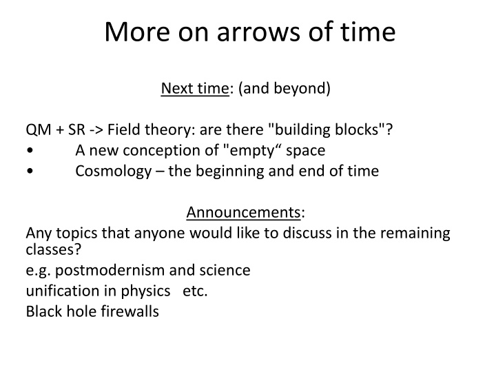 more on arrows of time n.w
