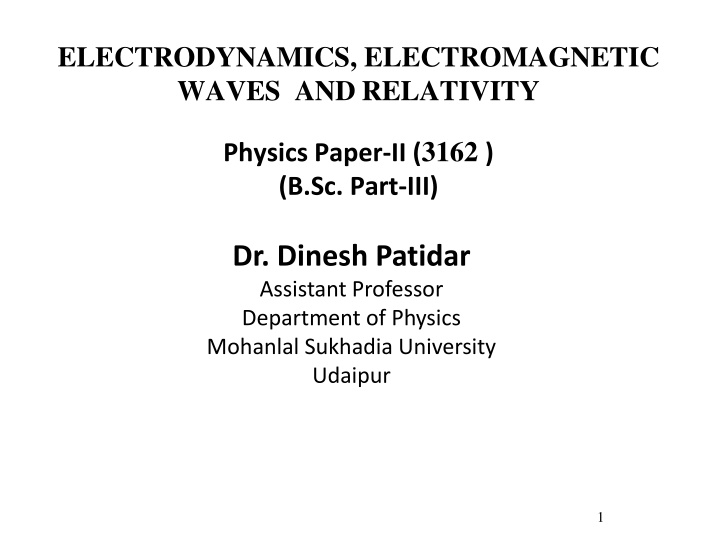 electrodynamics electromagnetic waves n.w