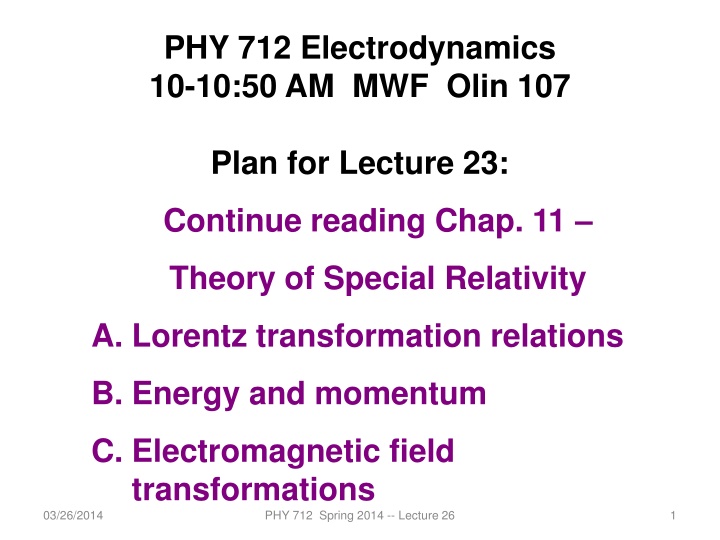 phy 712 electrodynamics 10 10 50 am mwf olin 107 n.w