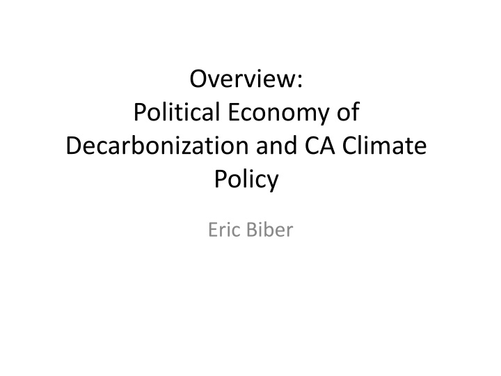 overview political economy of decarbonization n.w