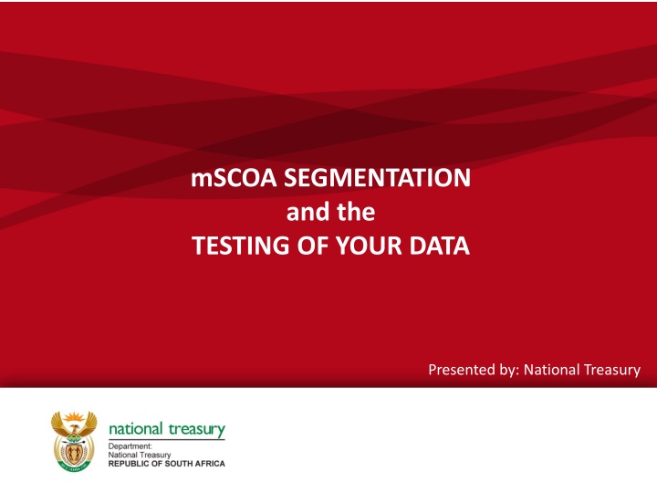 mscoa segmentation and the testing of your data n.w