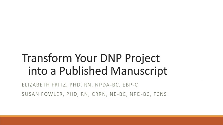transform your dnp project into a published n.w