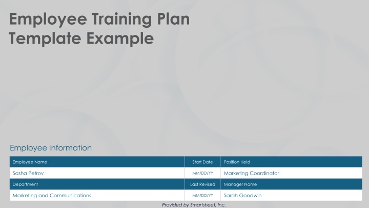 employee training plan template example n.w