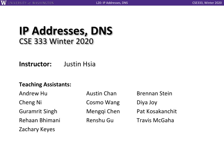 l20 ip addresses dns n.w