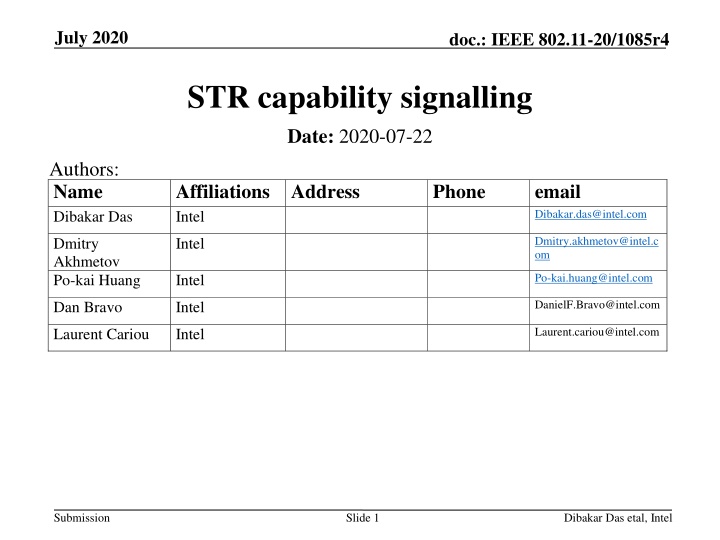 IEEE 802.11-20/1085r4 STR Capability Signalling