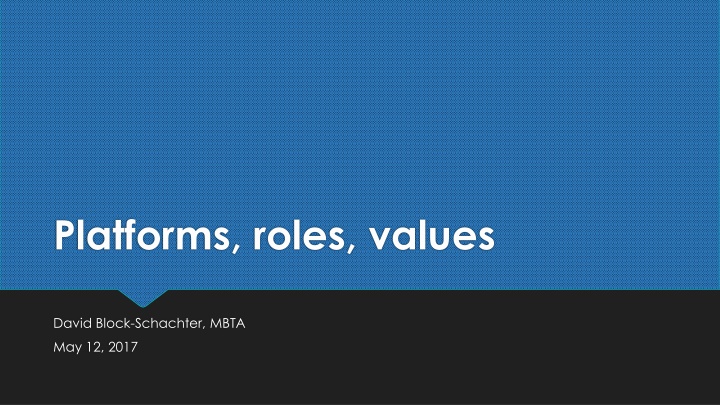 Platforms, Roles, Values in Public Agency