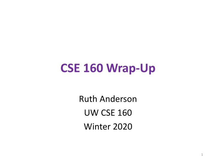 cse 160 wrap up n.w
