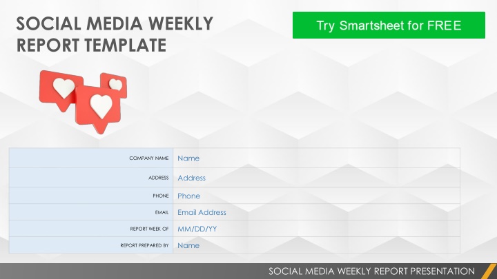 social media weekly report template n.w