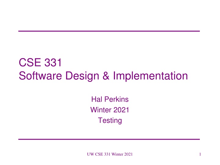 cse 331 software design implementation n.w
