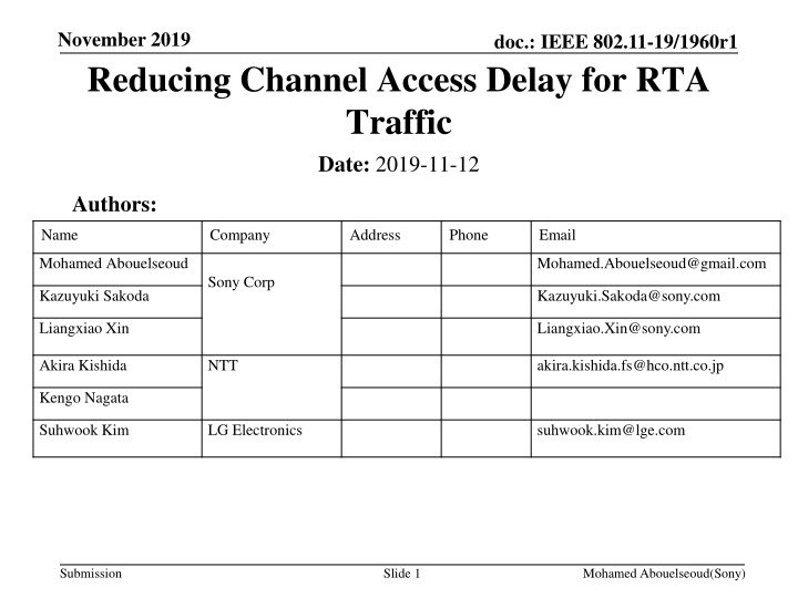 november 2019 reducing channel access delay n.w