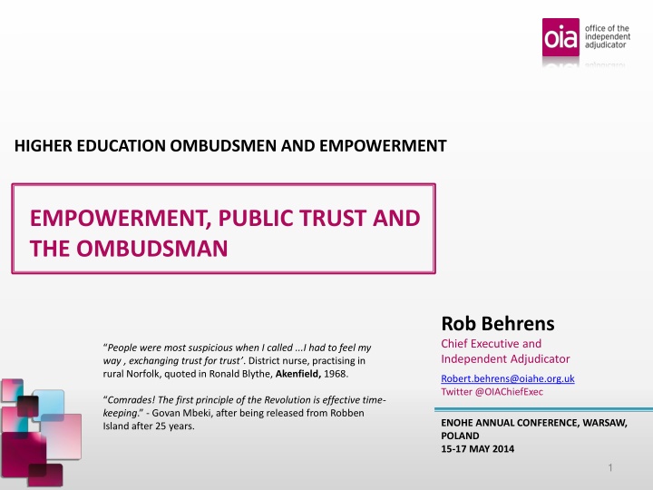 higher education ombudsmen and empowerment n.w