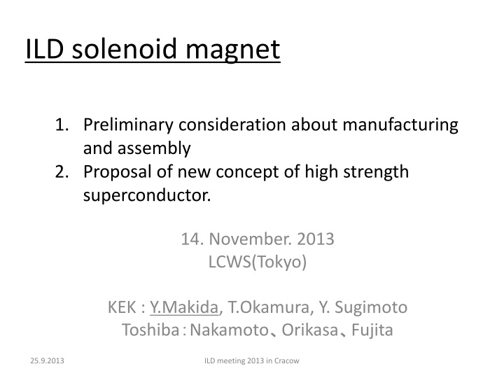 ild solenoid magnet n.w