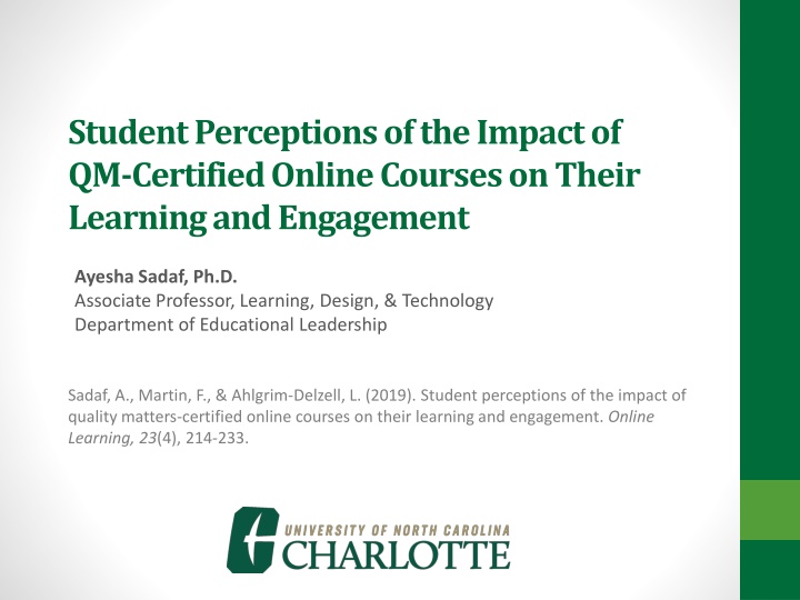 student perceptions of the impact of qm certified n.w