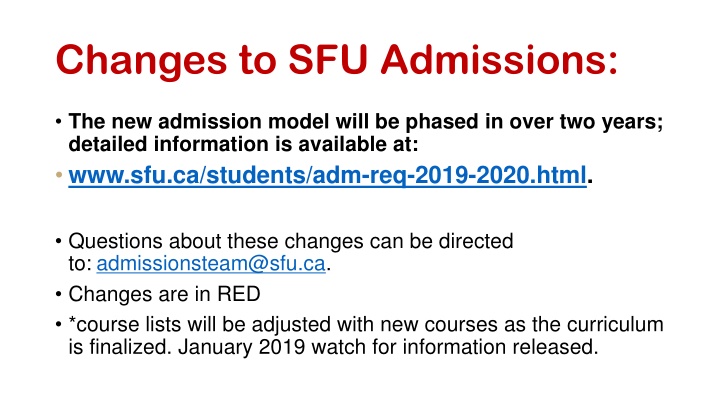 changes to sfu admissions n.w
