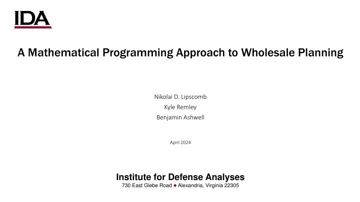 a mathematical programming approach to wholesale n.w