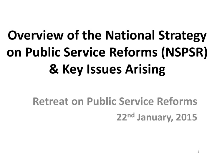 National Strategy on Public Service Reforms Overview