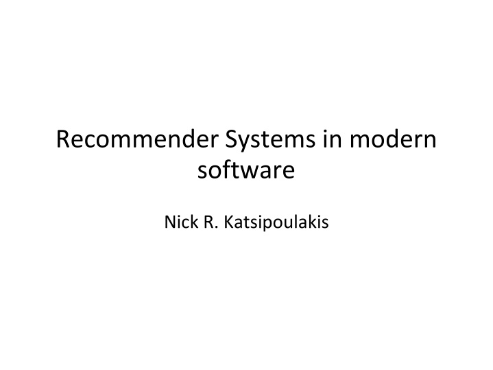 recommender systems in modern software n.w