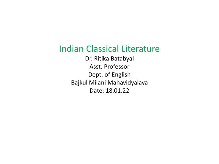 Overview of Indian Classical Literature