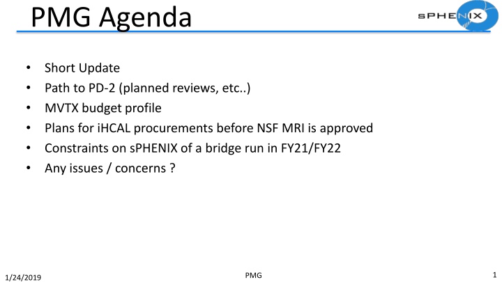 pmg agenda n.w