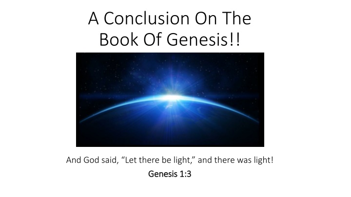 a conclusion on the book of genesis n.w