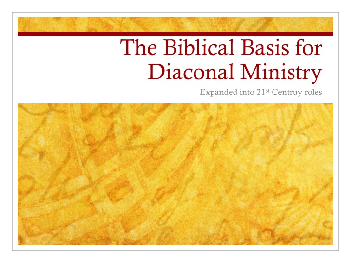 the biblical basis for diaconal ministry expanded n.w