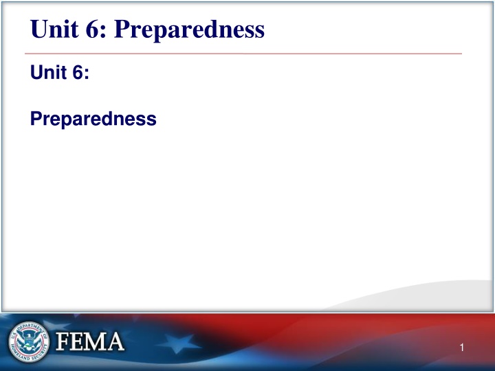 Senior Official's Role in Preparedness