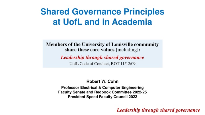 shared governance principles at uofl n.w