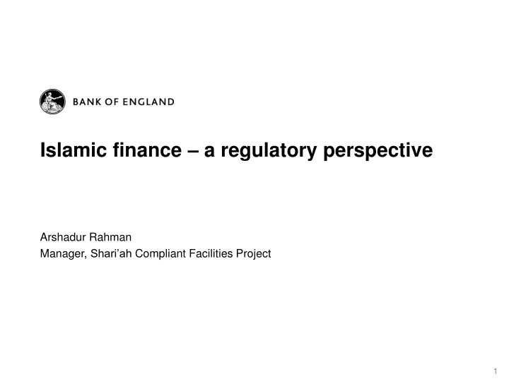 islamic finance a regulatory perspective n.w