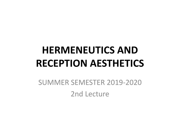 hermeneutics and reception aesthetics n.w