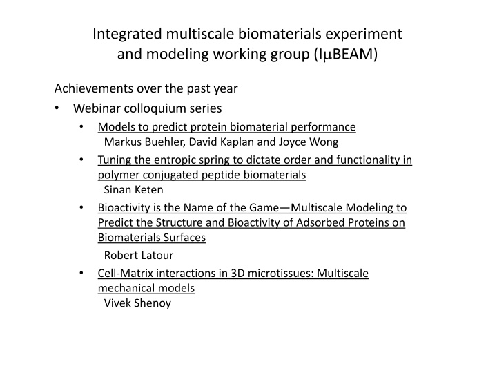 integrated multiscale biomaterials experiment n.w