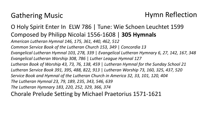 hymn reflection n.w