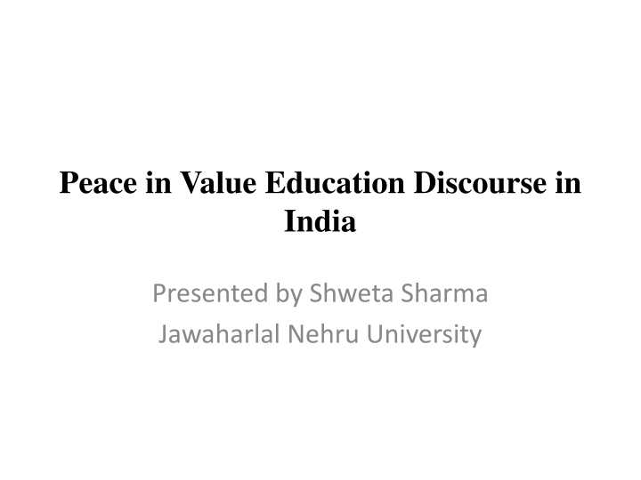 peace in value education discourse in india n.w