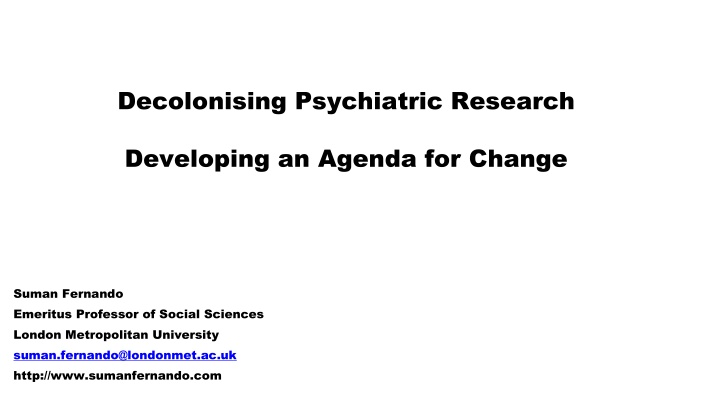 decolonising psychiatric research n.w