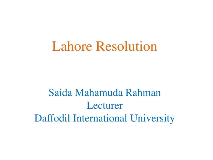 lahore resolution n.w